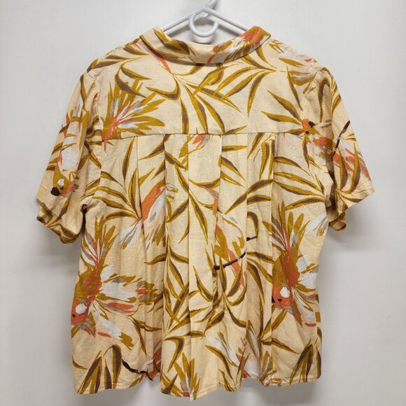 Rafaella Womens shirt Tropical Print Button-Down linen Short Sleeve Size L - Picture 7 of 8
